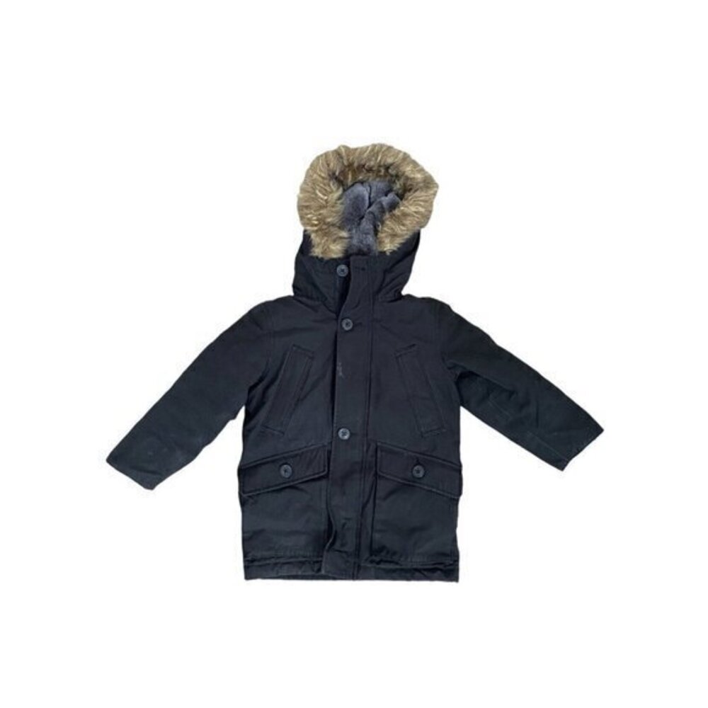 Gap Black Winter Coat With Fur Lined Hood